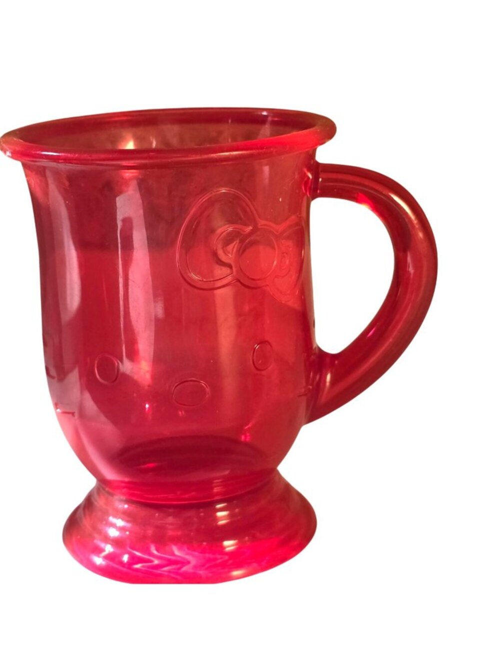 Hello Kitty Kitchen Cafe Red Plastic Mug Cup Embossed 2016 Sanrio Replacement